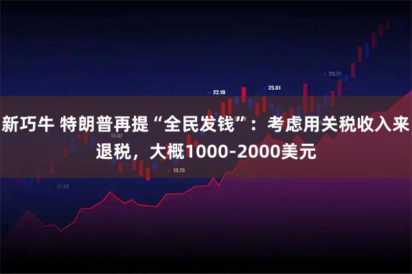 新巧牛 特朗普再提“全民发钱”：考虑用关税收入来退税，大概1000-2000美元